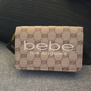 bebe Beige Brown Monogram Crossbody  7 1/2x5x2